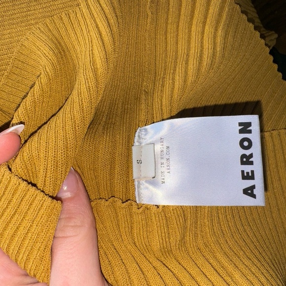 NWT 💛 Aeron Neiman Marcus Mustard Ribbed Long Sleeve Top Size Small 💛 - Picture 6 of 7